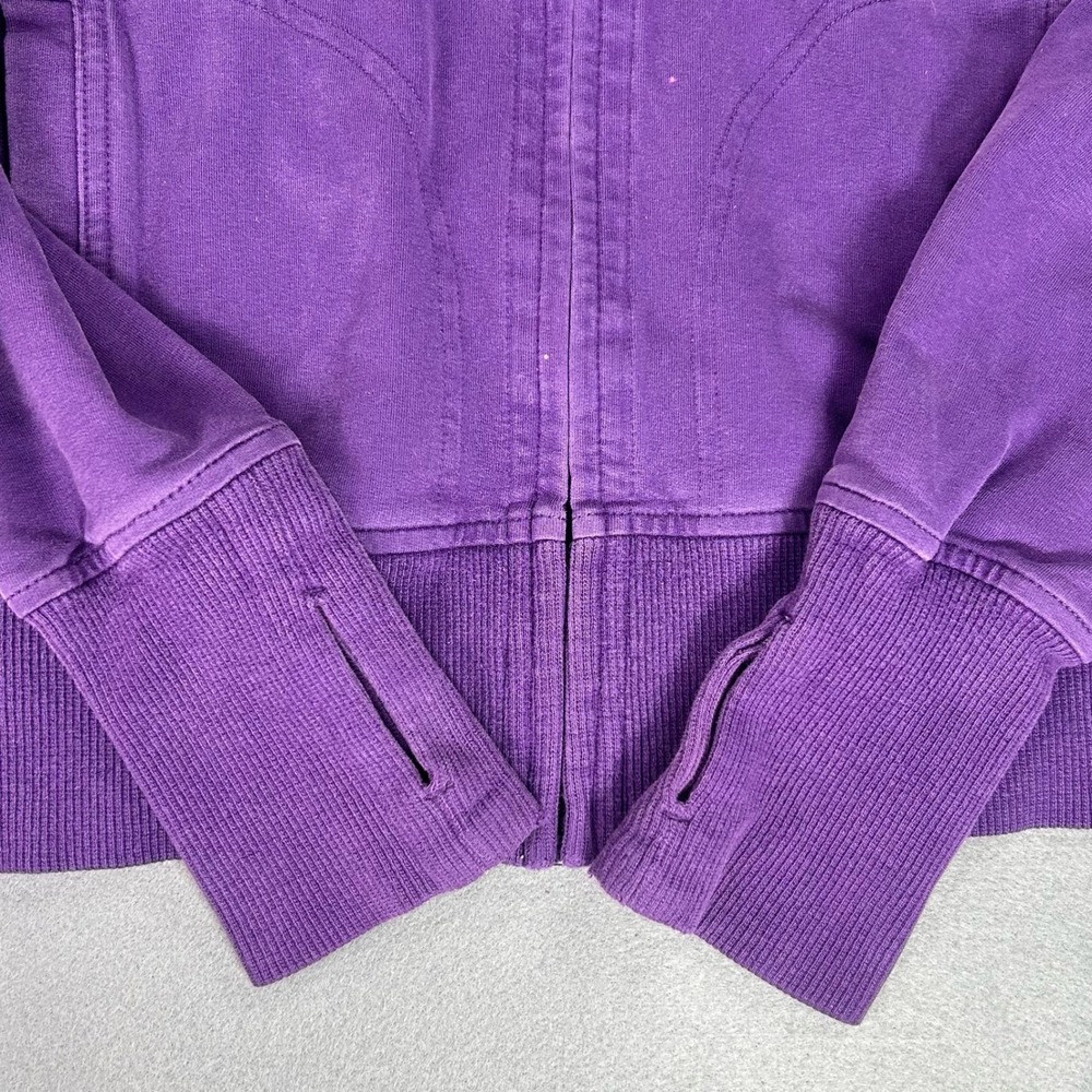 Lululemon Scuba Full Zip Hoodie Cable Knit Purple Size 6 Thumbhole Hiking Jacket - Picture 6 of 13